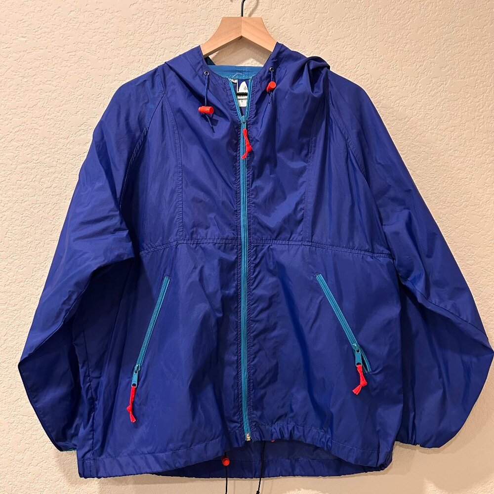 Vintage Sierra Designs Blue Hooded Windbreaker Jacket Full Zip Size Large